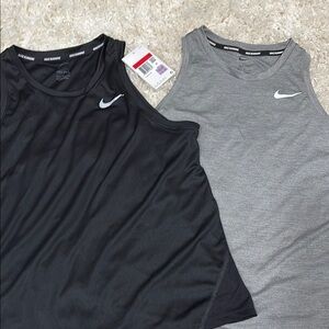 Nike Black and Gray running Tank Tops